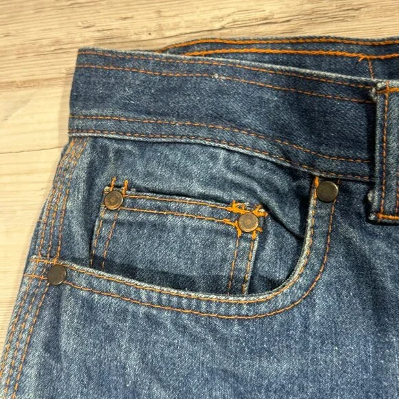 Rare VTG Men 35x31.5 St. Leger Bullitt Blue Jeans w/ Elephant Flare Bell Bottoms
